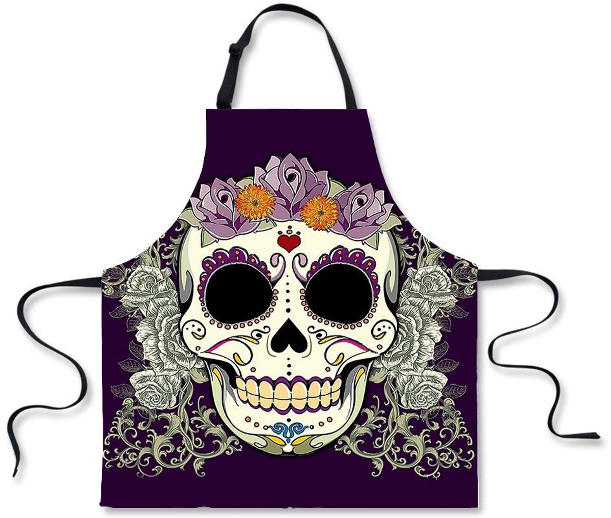 Omgoods - Waterdichte Schort met Skulls Patroon en Verstelbare Halsband