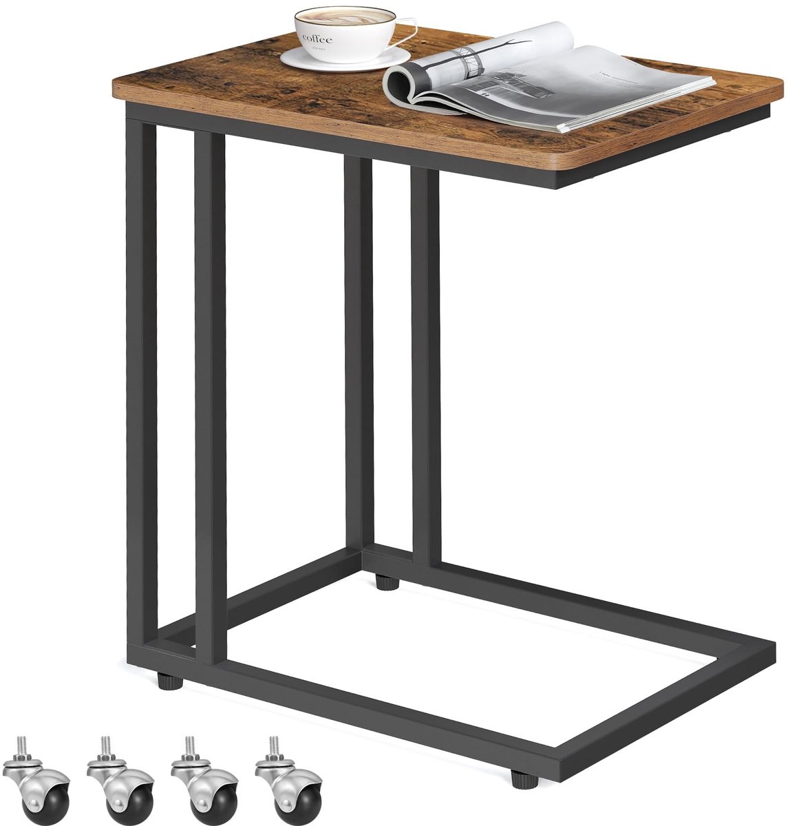 Omgoods - Bedtafel met Wielen, Vintage Bruin