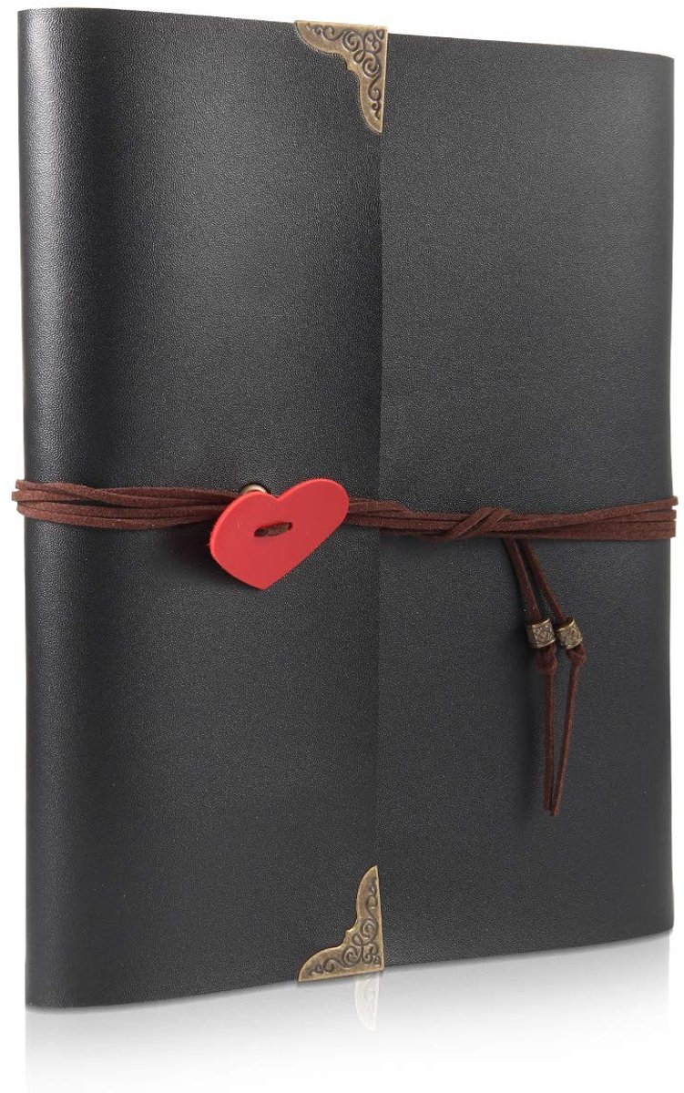 Omgoods - Vintage Leer Scrapbook Album met 60 Zwarte Pagina's