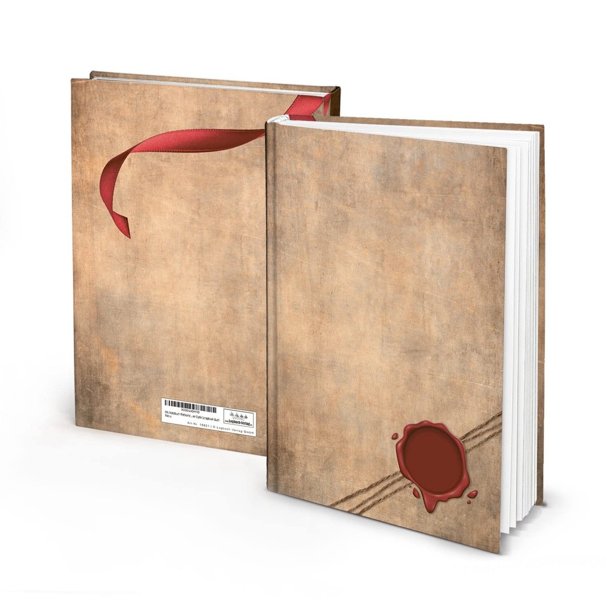 Omgoods - XXL Notitieboek Vintage Beige met Rode Zegel Hardcover