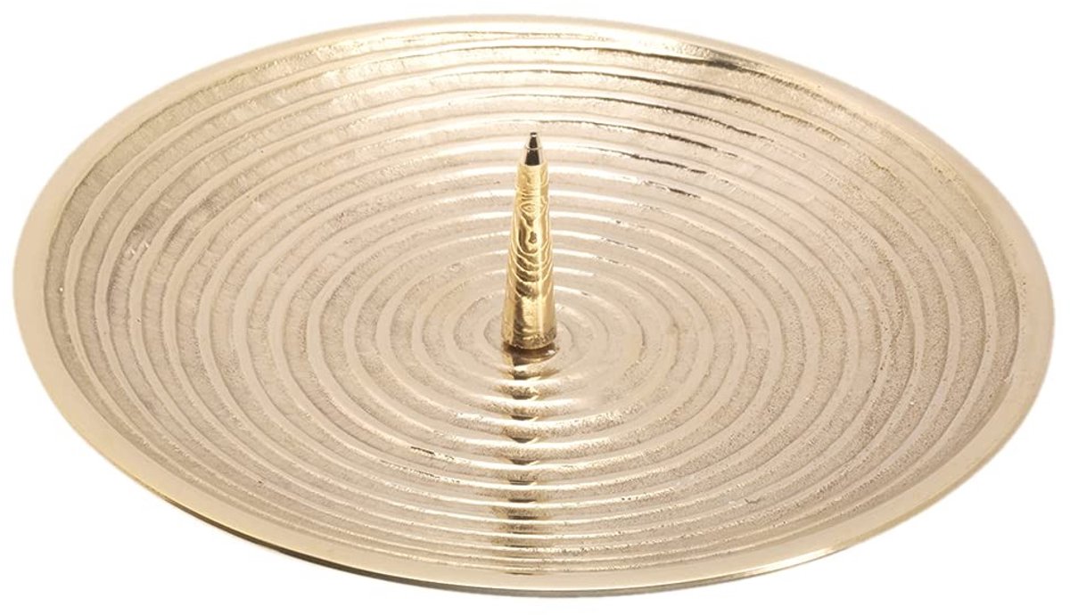 Omgoods - Geribbelde Kaarsenhouder met Spike Ø15 cm Messing Goud