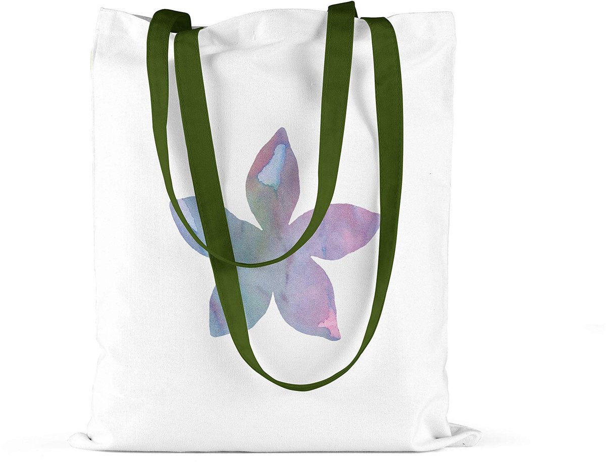 Omgoods - Herbruikbare Katoenen Tote Bag met Groene Handvatten 34x40 cm