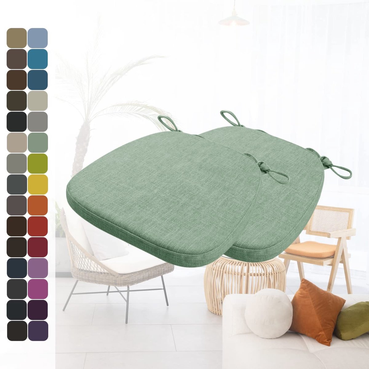 Omgoods- Stoelkussens Set van 2 - Comfortabel - Wasbaar - Antislip - 40x38x3 cm - Ondersteuning en drukverdeling - Zitkussen