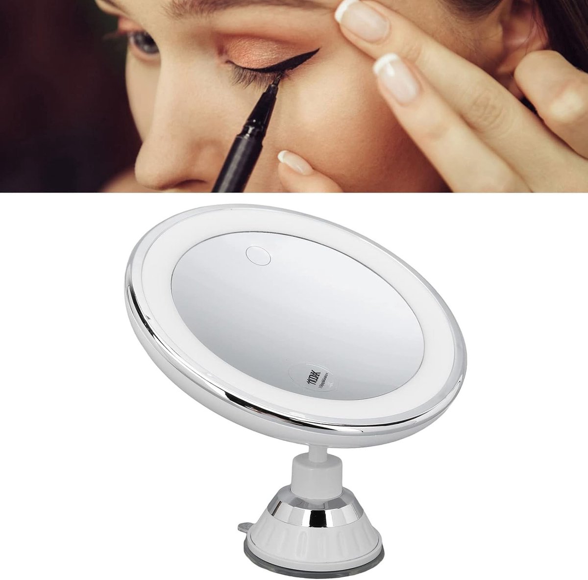 Omgoods - Make-upspiegel - Verlichting - Ideaal voor Thuis en Reis - 3 Lichte Kleuren - Vergroting - Perfect voor Badkamer en Make-up