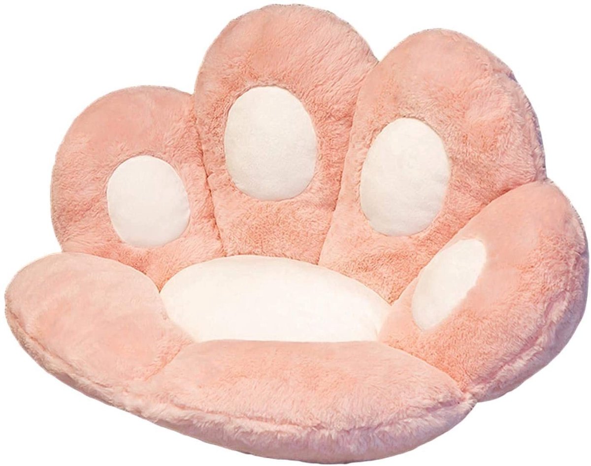 Omgoods - Kattenpoot Kussen - Multifunctioneel Zacht Zitkussen 80x70cm Roze