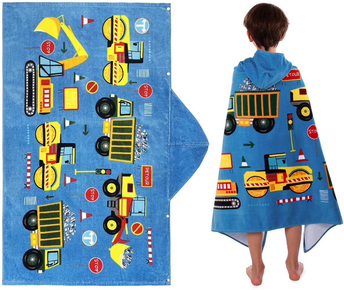 Omgoods - Kinder Badponcho met Capuchon - 100% Katoen - 127x76cm - Voor Jongens en Meisjes