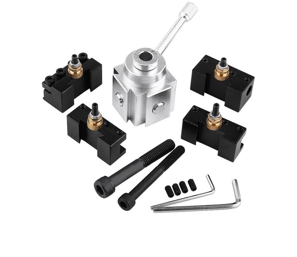 Omgoods - Quick Change Tool - Interchangeable Tool Holder - Multifunctioneel - Zwart - Voor Mini Lathes - Tool en Houder - Geschikt voor Metaalbewe...