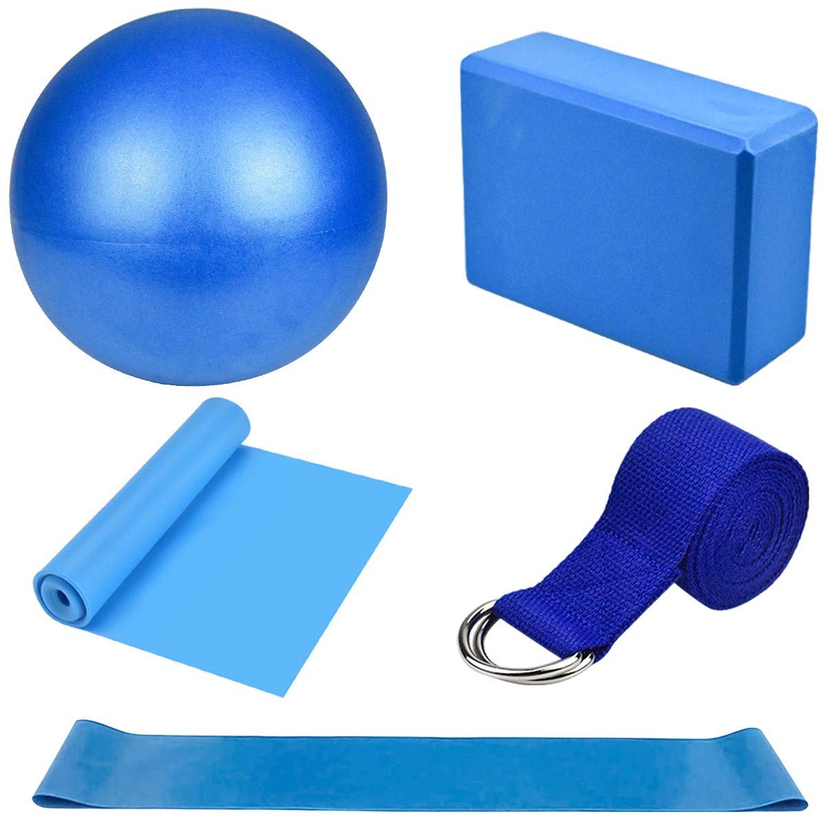 Omgoods - Yoga Starter Kit 5-delig met Blokken, Strap en Bal voor Thuis en Gym