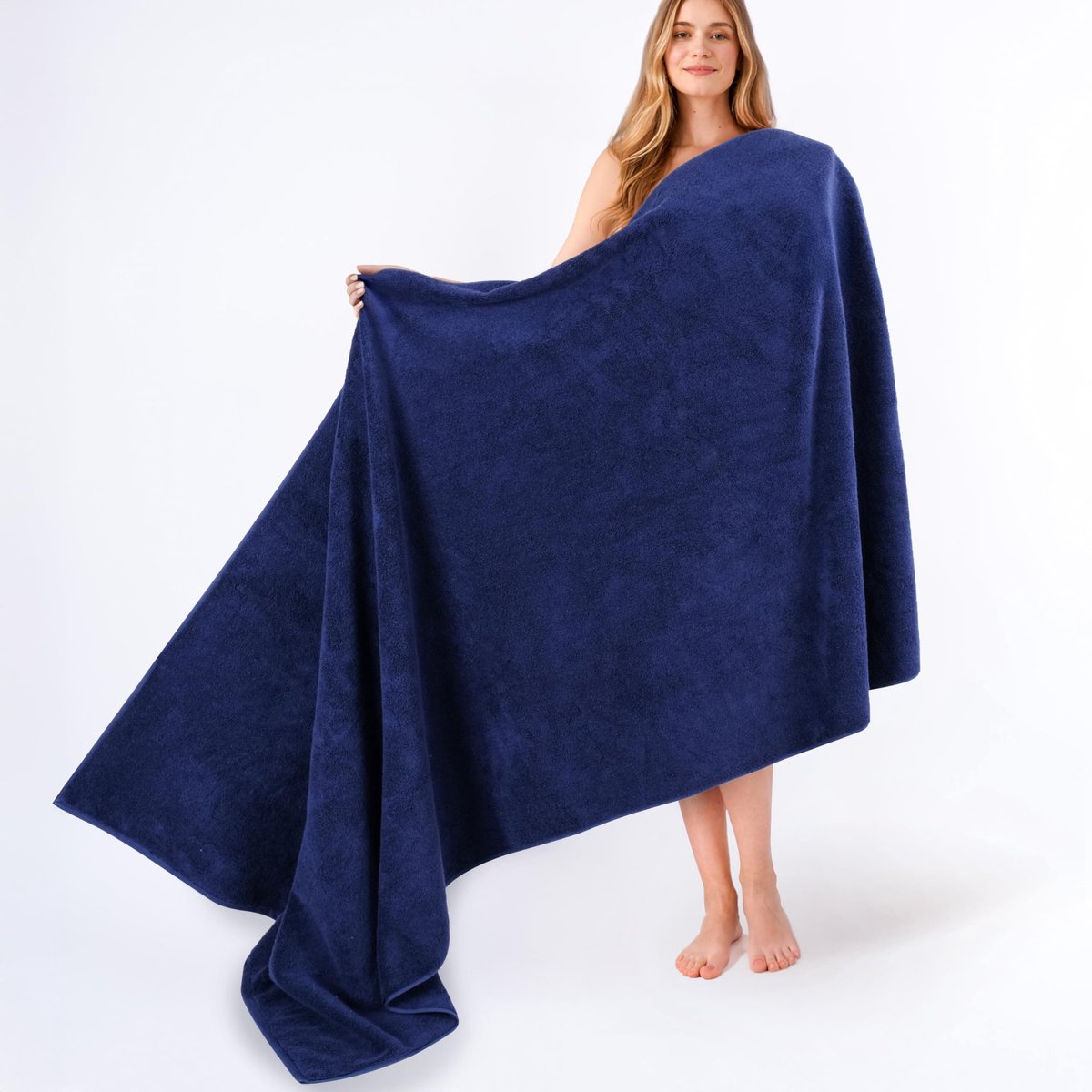 Omgoods - Extra Groot Badlaken - 101x202 cm - 600 g/m² Turks Katoen - Navy Blauw