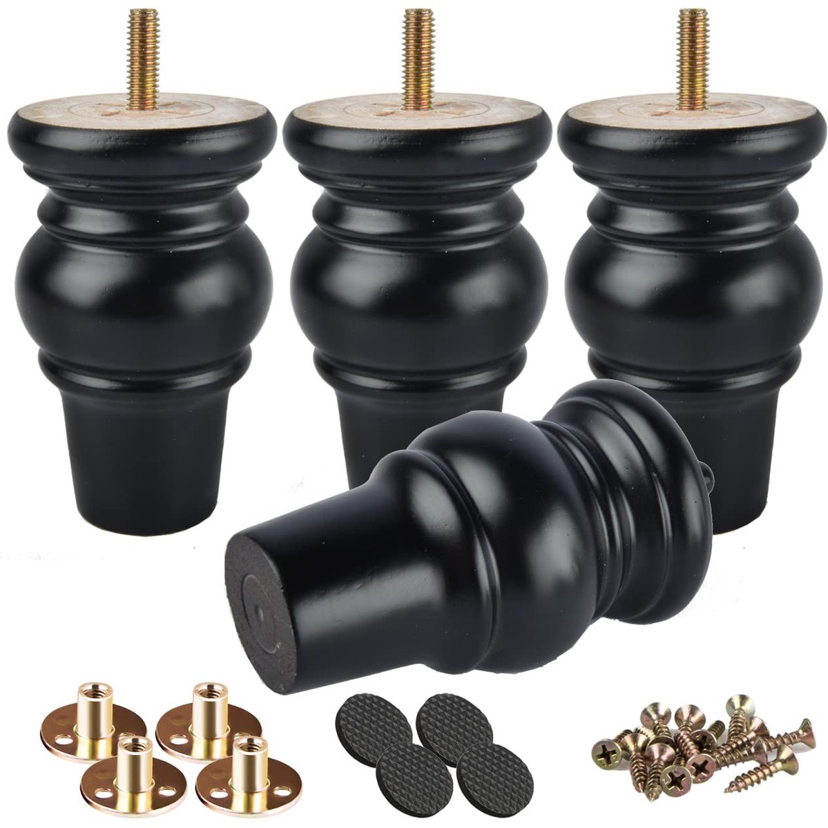 Omgoods - Set van 4 Houten Meubelpoten voor Sofa en Stoelen
