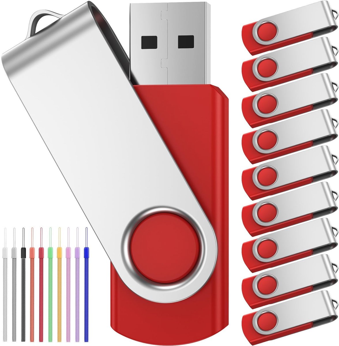Omgoods - 64GB USB Geheugensticks, Set van 10 Flash Drives