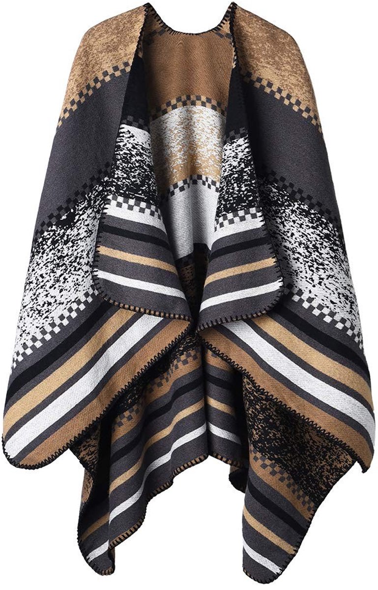 Omgoods - Dames Winter Sjaal Poncho met Open Voorkant en Reversible Ontwerp