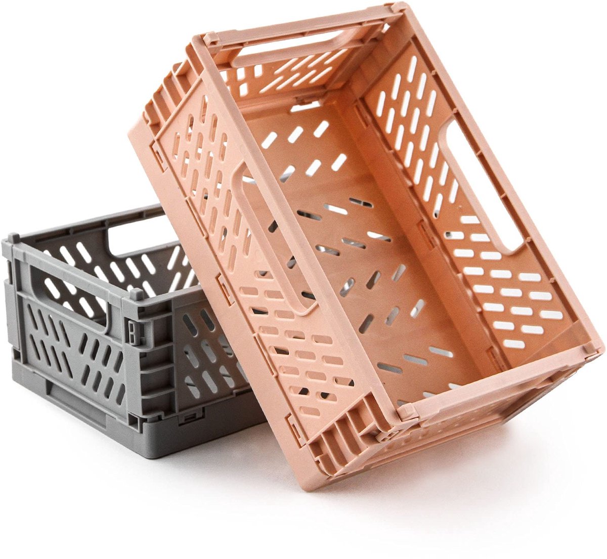 Omgoods - Set van 2 Opvouwbare Plastic Opbergdozen met Handgrepen