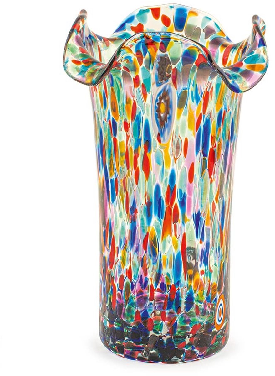 Omgoods - Venetiaanse Scalloped Glas Vaas 20 cm Handgemaakt in Italië
