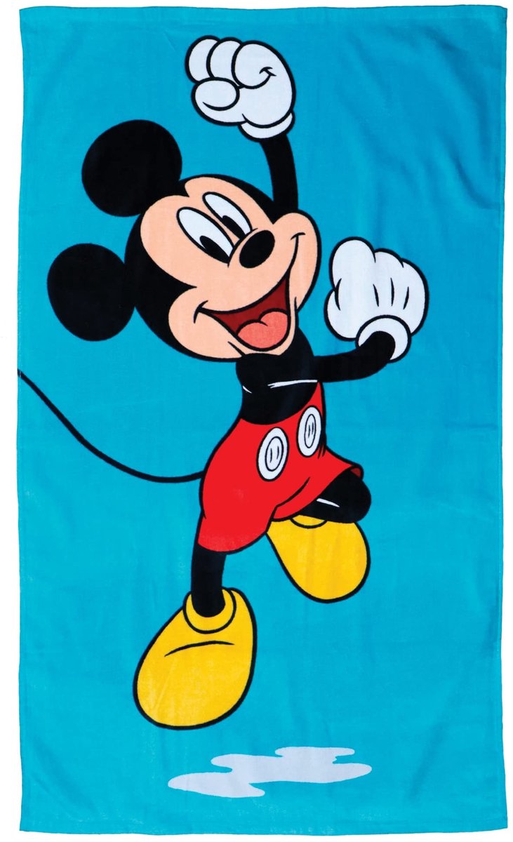 Omgoods - Strandhanddoek met Mickey Motief in Hemelsblauw 70 x 120 cm
