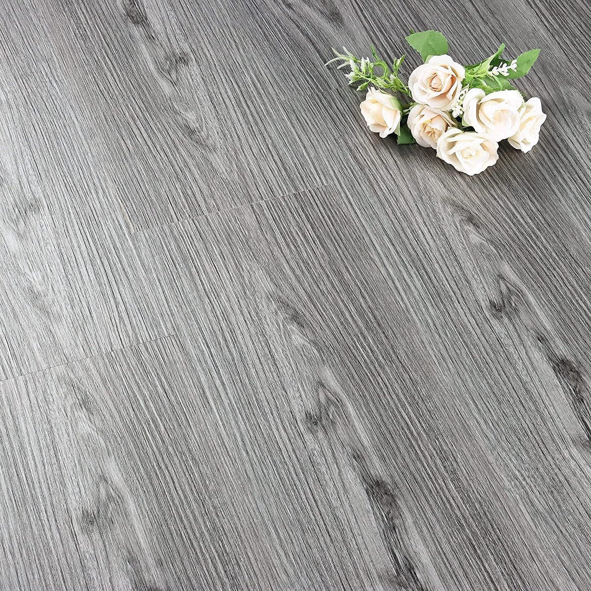 Omgoods - Grijze Houten Pel-en-Plak Vloertegels voor Binnengebruik, Set van 5
