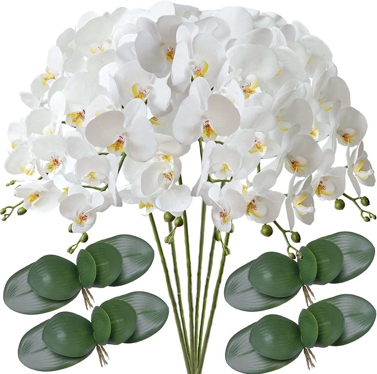 Omgoods - Set van 6 Kunstmatige Phalaenopsis Orchideeën
