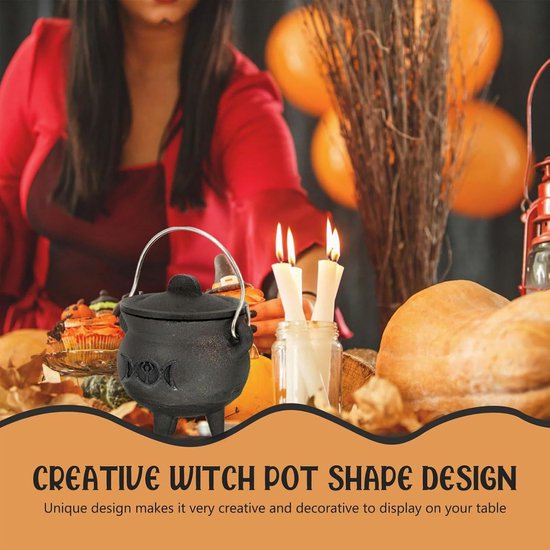 Halloween Ketel - Heksenketel Gietijzeren Ketel - Decoratie en Rituelen - Met Deksel en Handgreep — afbeelding 2