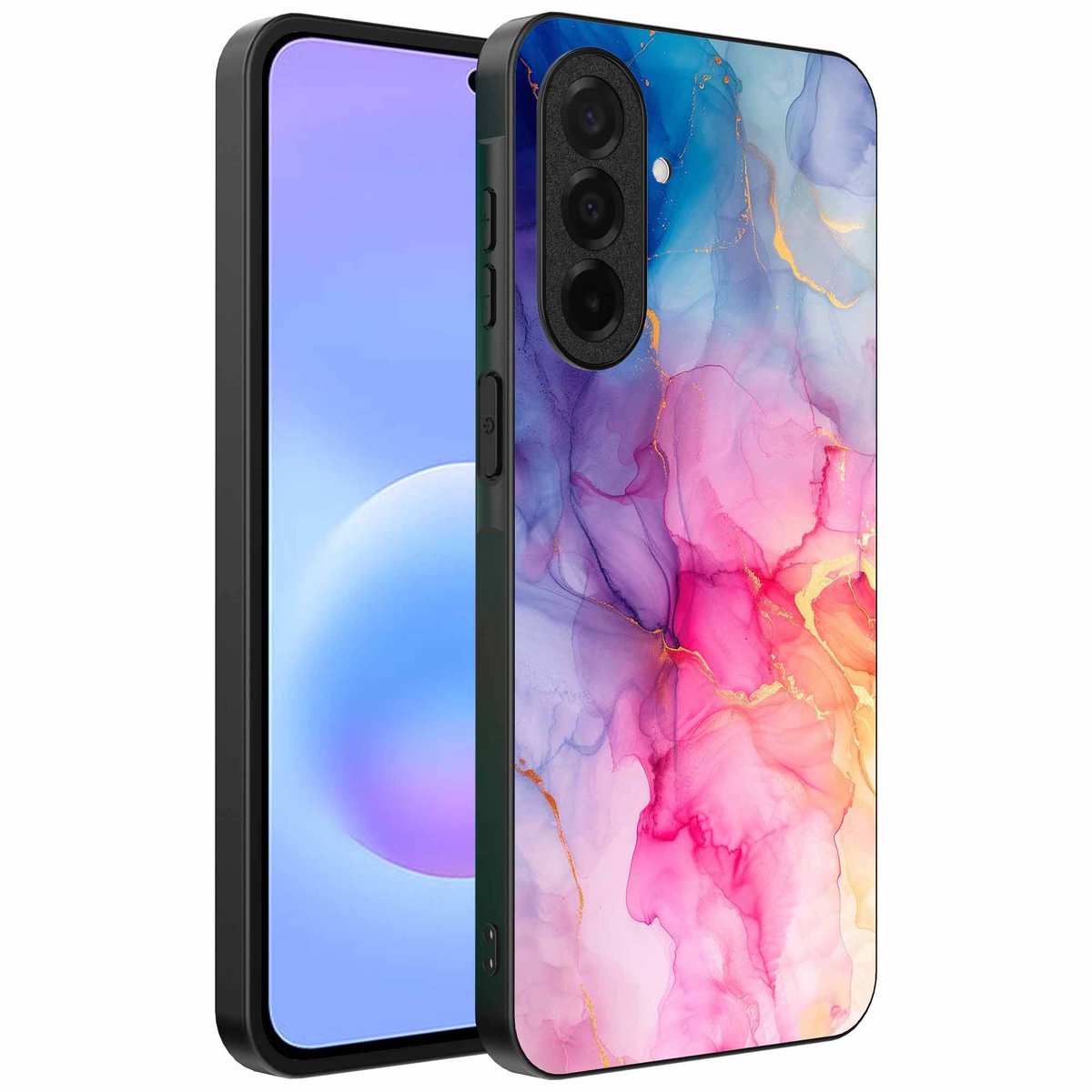 Geschikt voor Samsung Galaxy A57 Telefoonhoesje met marmeropdruk - TPU backcover case marble design - Regenboog - Smartphonica geschikt voor Samsung Galaxy A57