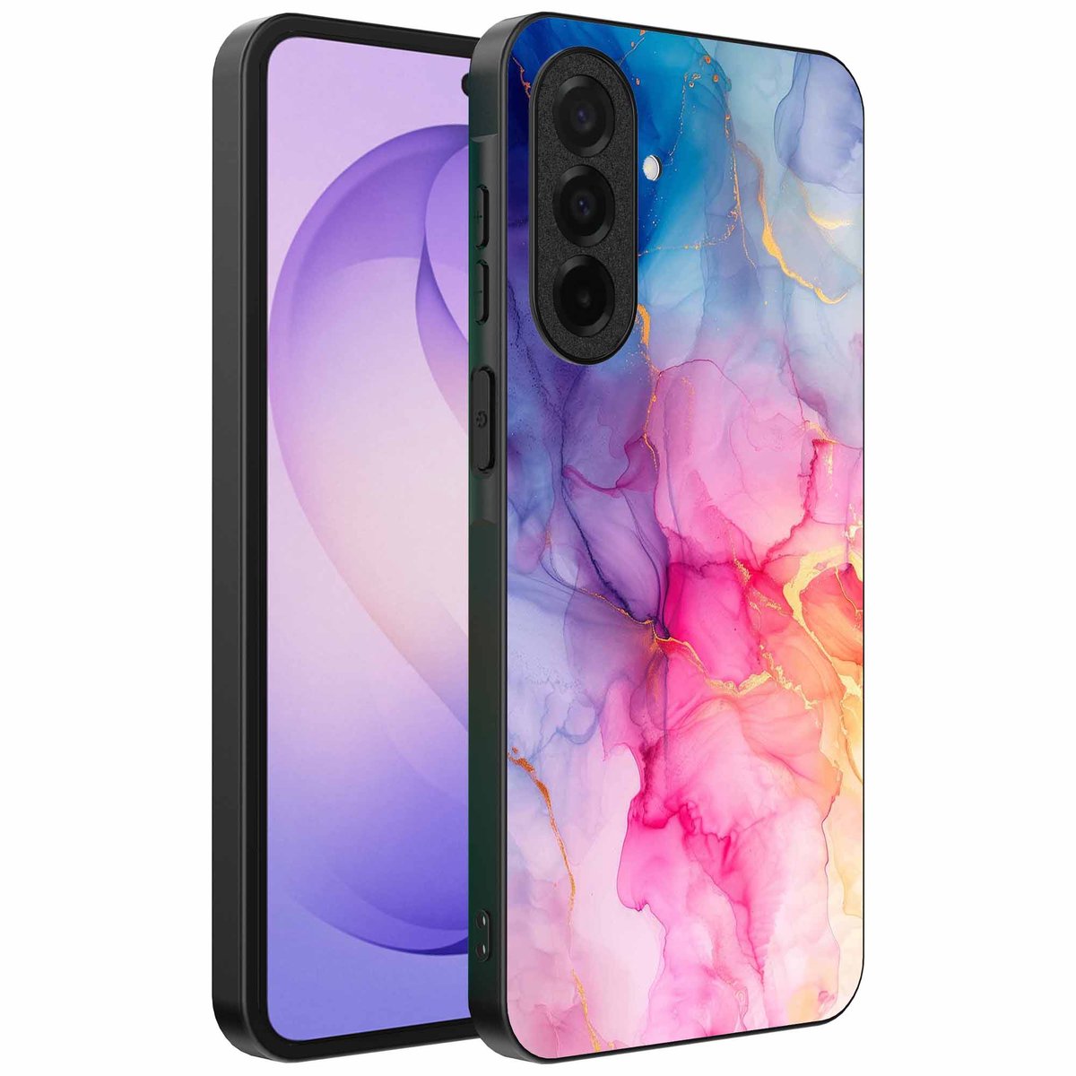 Geschikt voor Samsung Galaxy S26 Telefoonhoesje met marmeropdruk - TPU backcover case marble design - Regenboog - Smartphonica geschikt voor Samsung Galaxy S26