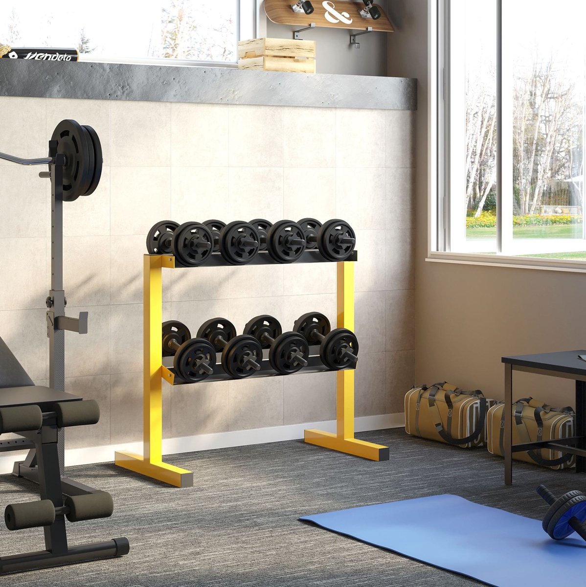 COVREO Halterrek 92,5x50,5x80,5 cm geel, staal 2-laags tot 270 kg