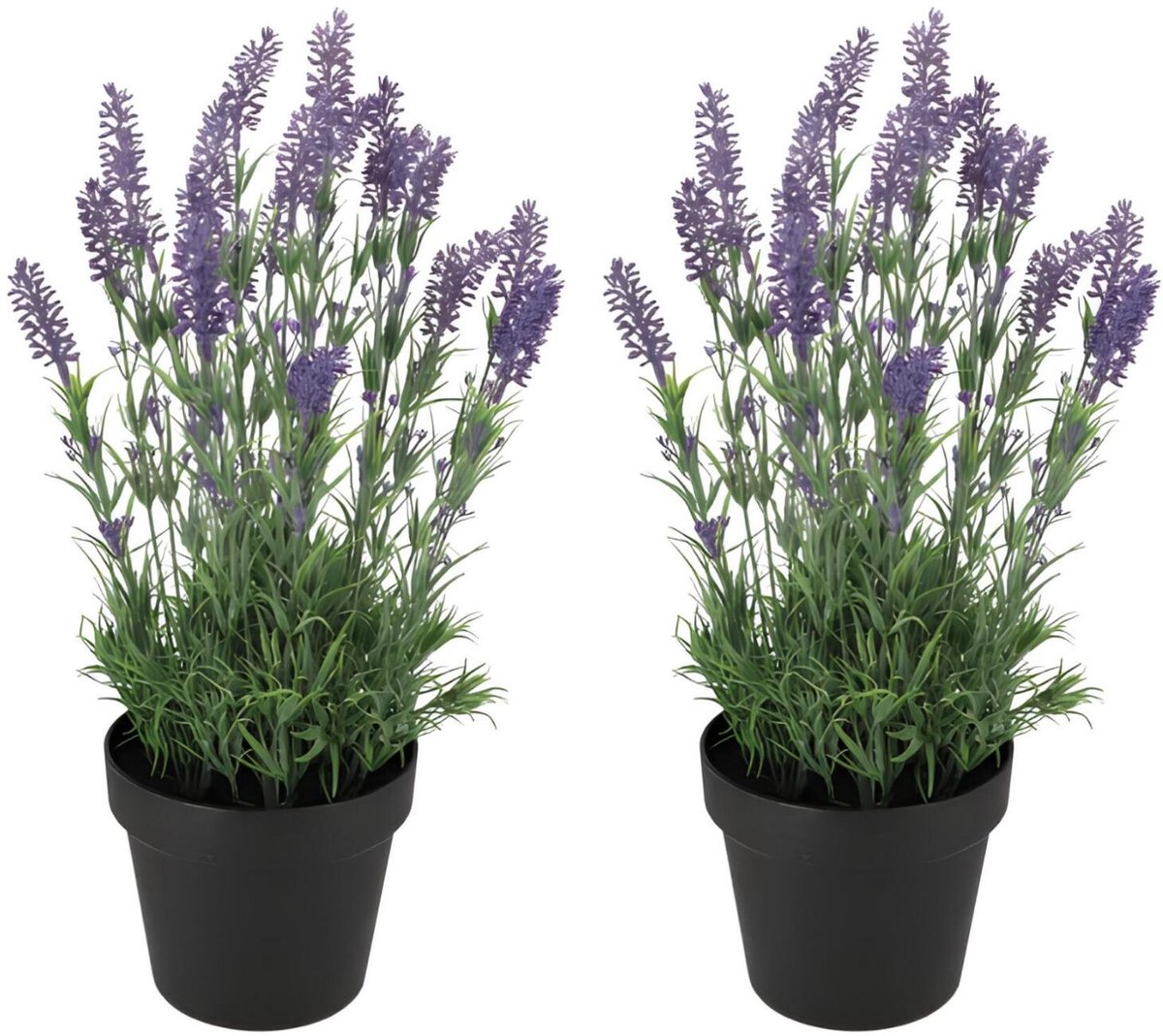 DK Design Lavendel kunstplant - 2x - in pot - paarse bloemen - D20 x H32 cm - bloemetjes - decoratie