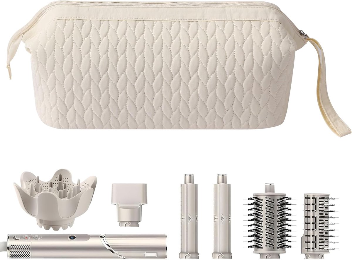 Opbergtas voor Dyson Airwrap/Supersonic en Shark FlexStyle, Draagbare Reistas voor Haardroger, Accessoires, Reis Organizer Tas voor Hairstyling Gereedschap (Gebroken Wit, 37×16×20 cm)