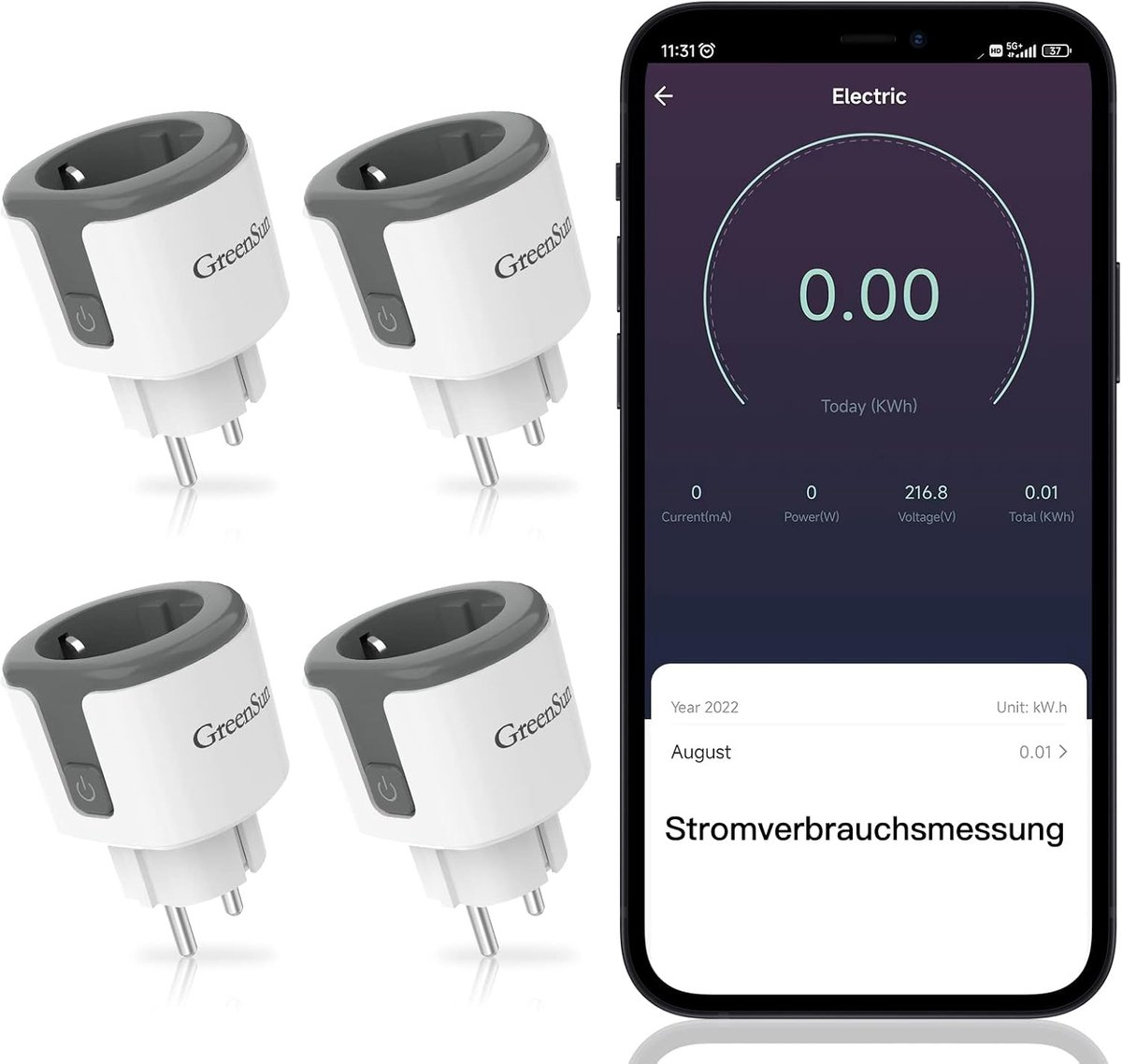 Slimme stekker met energiemeter - 2.4 GHz - 16 A - afstandsbediening via app - ShopVlot