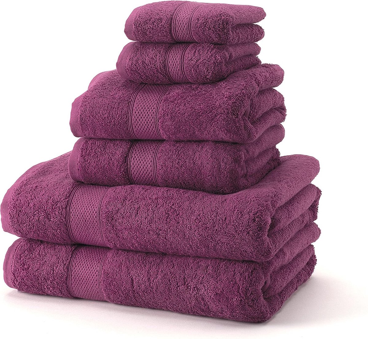 SnelShoppen - Handdoekset 100% Kammgaren Katoen, 6-delig, Zachte Touch, 450 g/m², Malve, Douchehanddoeken, Handdoeken, Washandjes, Luxe Badtextiel