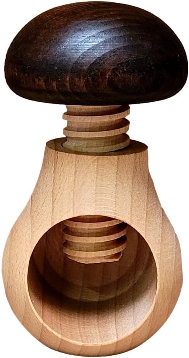 World 2 Notenkraker Set Donkerbruin en Toadstool Notenkraker van natuurlijk beukenhout - ZEER Stevig Paddestoel