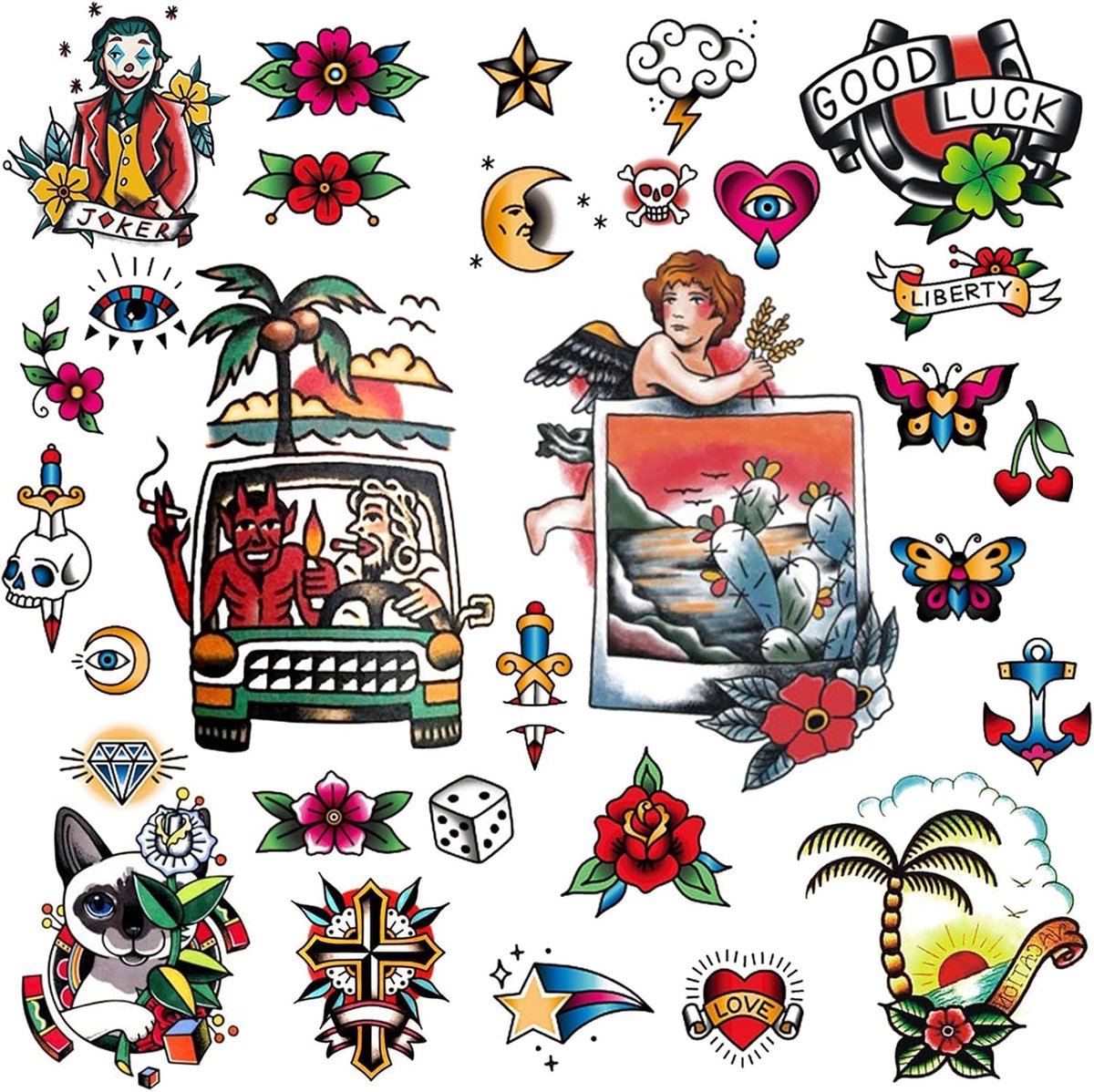 Tijdelijke Tattoo Sailor Jerry Tijdelijke Tattoos Traditionele Tattoo Cool Klassieke Old School Stickers Voor Mannen Vrouwen Voor Jongens Meisjes Voor Feest Waterdicht