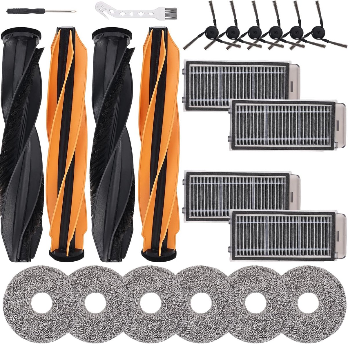 Vervangingsset voor Dreame X50 Ultra Complete/L50 Pro Ultra/L40s Pro Ulta/X50 Master stofzuiger, reserveonderdelen voor Mova V50 Ultra met 2 dubbele hoofdborstels, 4 filters, 6 dweilpads, 6