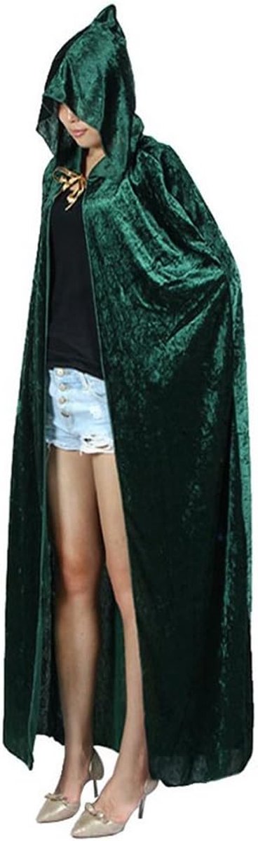 CoCo Fluwelen cape met capuchon, uniseks, volledige lengte, voor Halloween, feest, cosplay, mantel