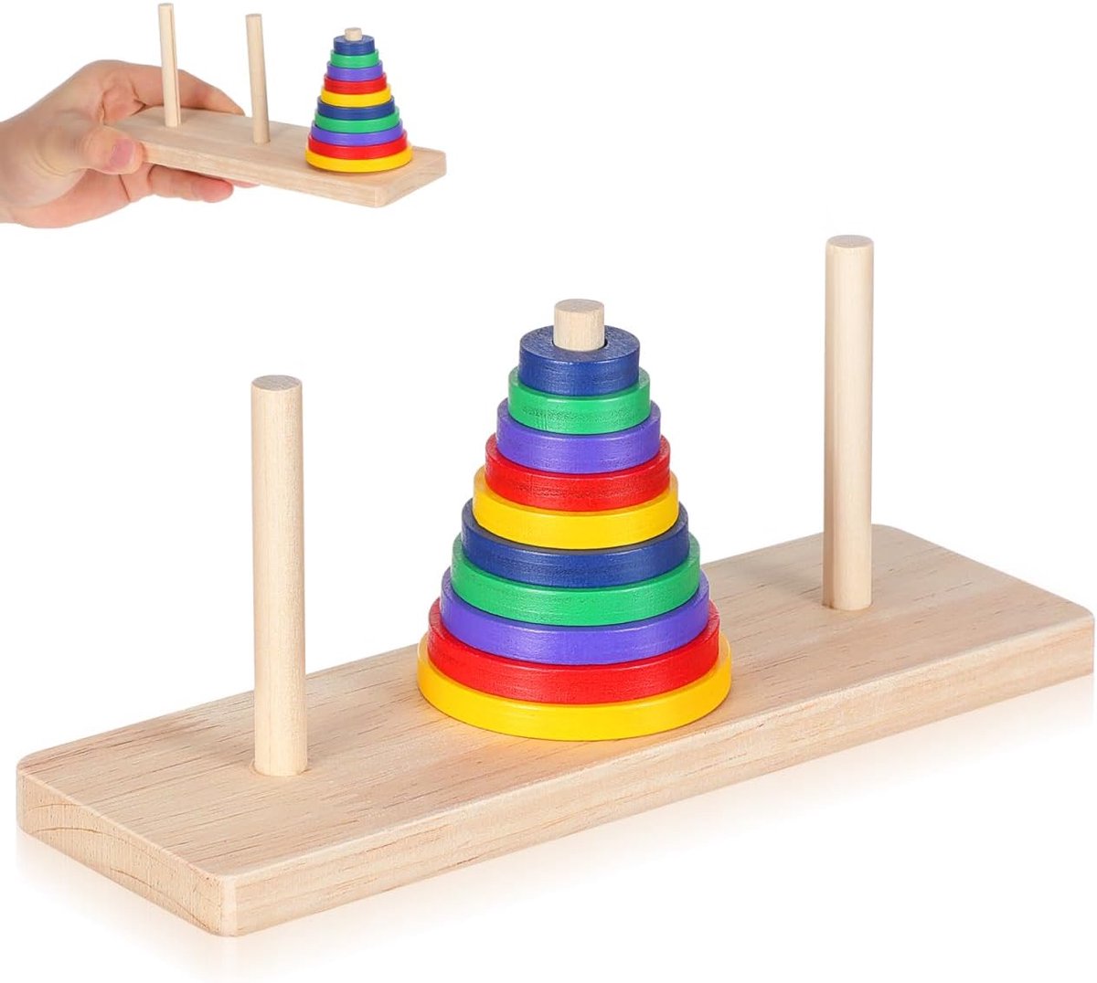 Houten Hersenen Puzzel Torens Van Hanoi. Denksporttaken voor Volwassenen Lu Ban Puzzel - Bal Puzzel Ontgrendelen Hoge Hanoi van de toren Toren Van Hanoi Bordspel Neta Klassiek Houten