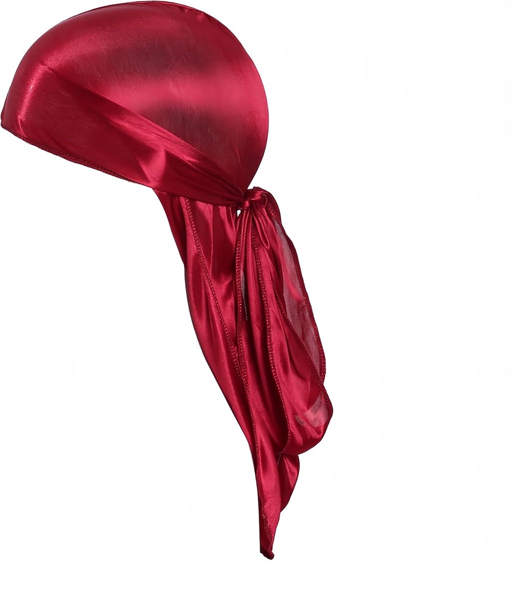Lange Staart Durag,Piraten Haar Kap,Zoals Zijden Bandana Satijnen Hoofddoek voor Mannen Vrouwen,Wave Hoofdbanden,Slaap Sjaal,Brede Hoofddoeken,Hip-hop en Dagelijkse Decoratie Wijnrood