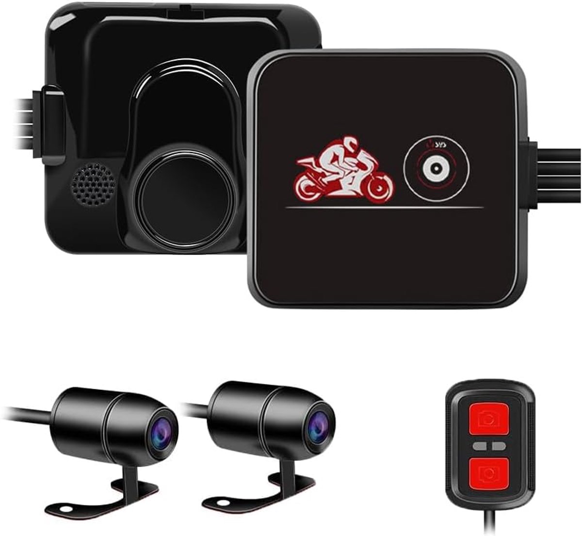 Motorfiets Dashcam, 130° Brede Hoek Dubbele Lens Voor en Achter Motorcamera 1080P, Waterdichte Actiecamera met Sterrenlicht Nachtzicht, G-Sensor, WDR, WiFi, Maximaal 256GB