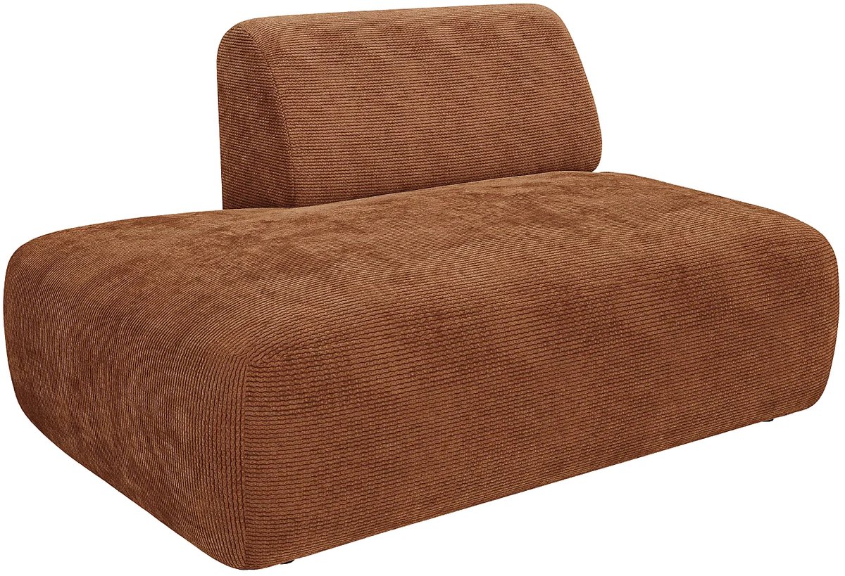Vente-unique Chaise longue links module in fijn ribfluweel - Terracotta - Maison Céphy POGNI