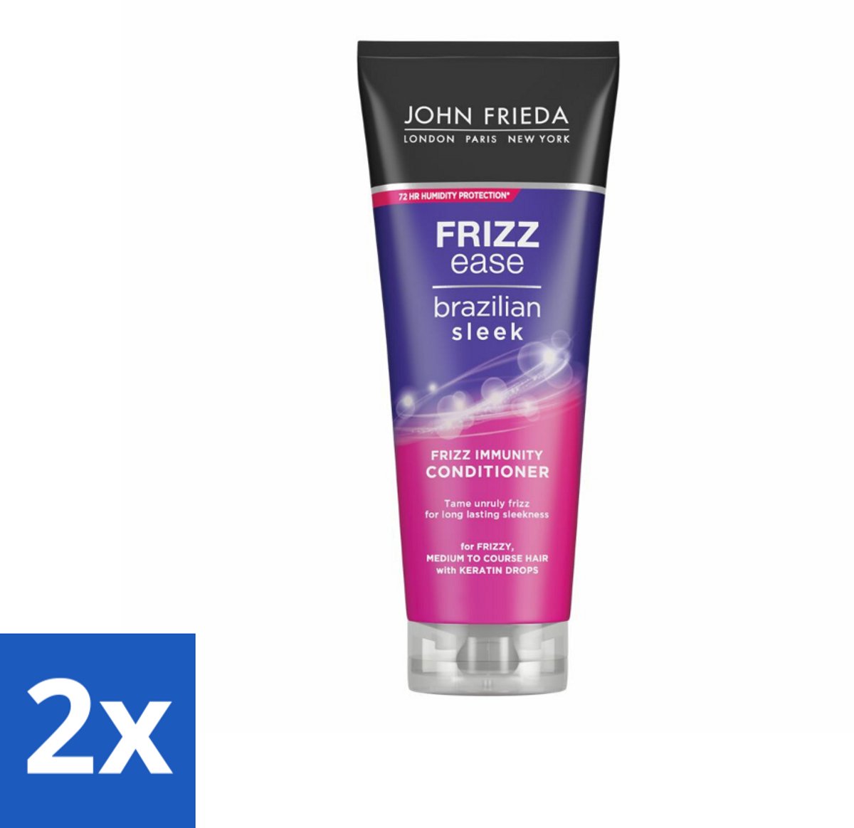 2 x John Frieda – Conditioner – Ease – Gladmakend – 250 ml - Glad Haar - Pluizig Haar - Keratine - Haarverzorging - Haarconditioner