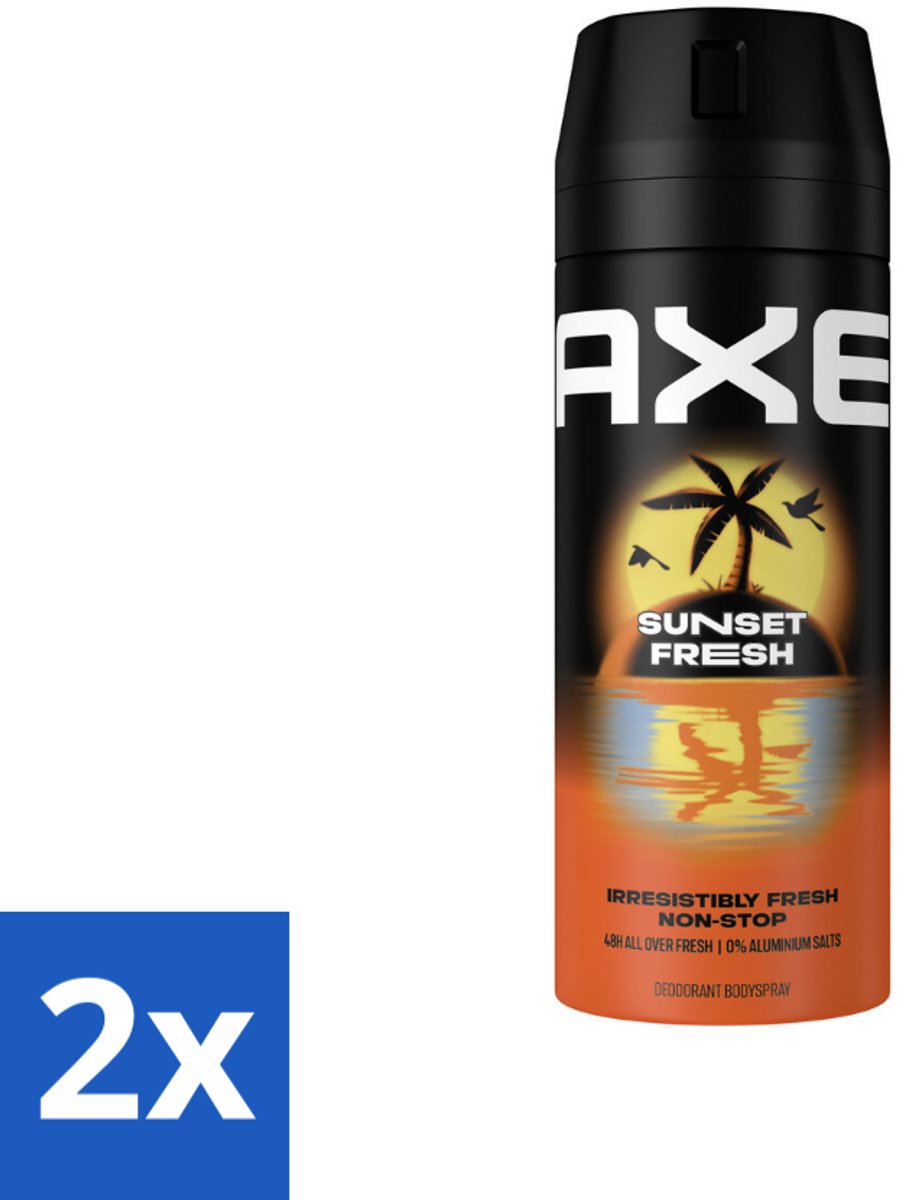 2 x Axe – Deodorant – Sunset Fresh – 150 ml - Frisheid - Lichaamsgeur - Zink - Zink Zap - Citrusgeur