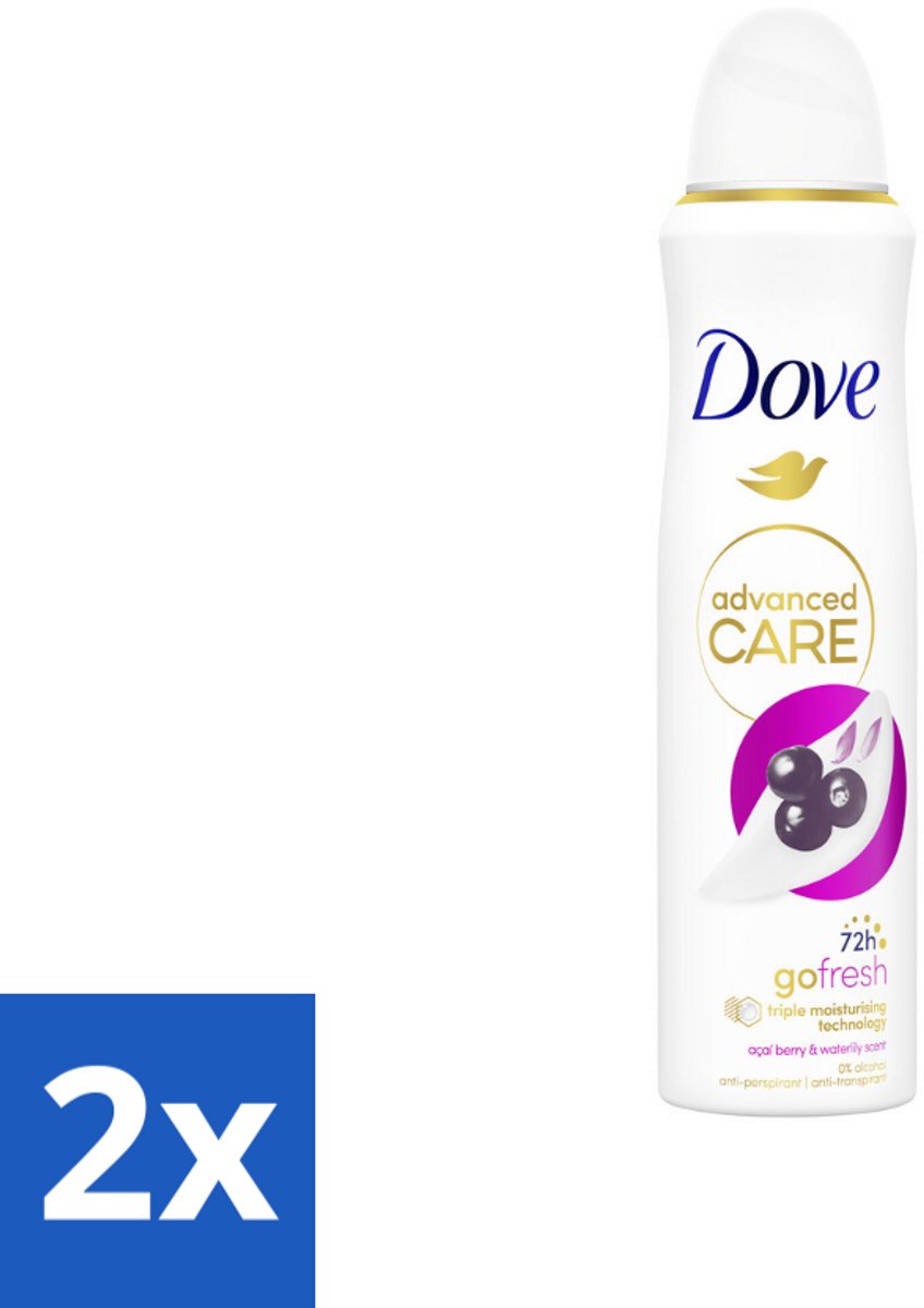 2 x Dove – Deodorant Spray – Acai Berry & Waterlily – 150 ml - Anti-transpirant - Deodorant Spray - Zweetvermindering - Geur - Huidbescherming