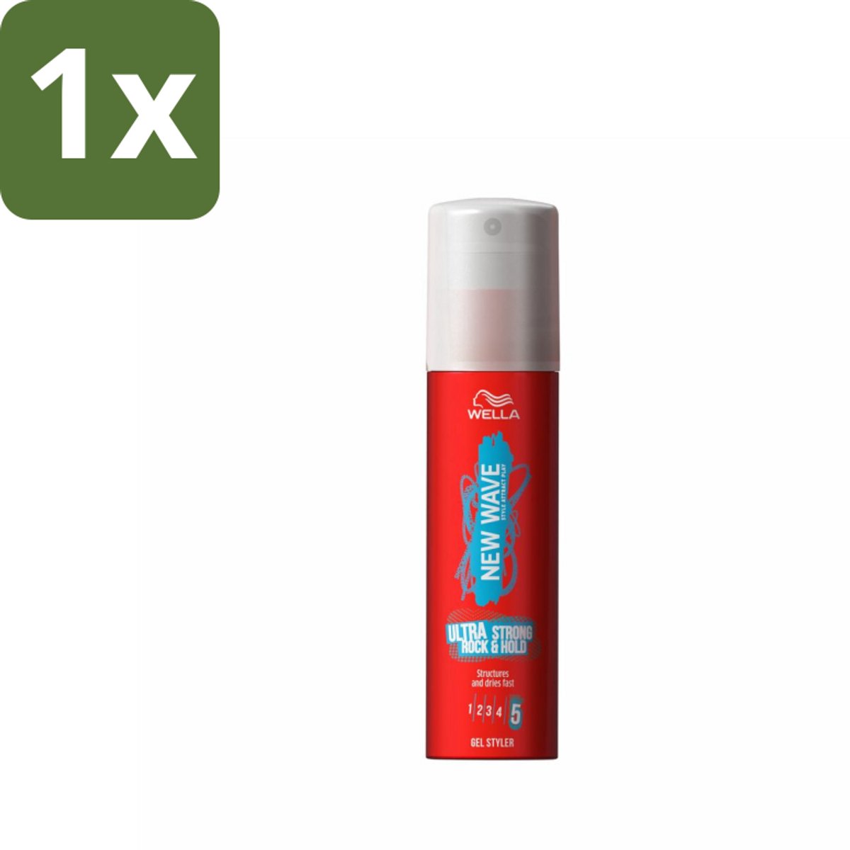1 x Wella – New Wave Fix & Go Ultra Strong – Haargel – 100 ml - Haargel Styler - Ultra Strong Fixatie - Rock And Hold Haargel - Haargel 100 Ml - Haargel Voor Strak Haar