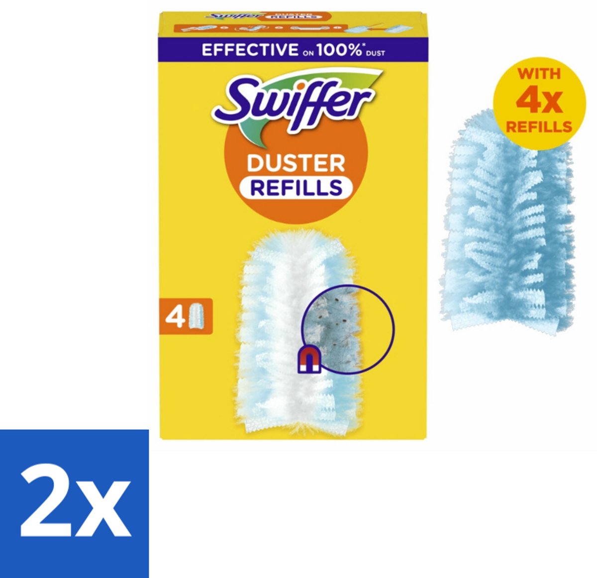 2 x Swiffer - Duster – Voor Stofwisser – 4 navullingen - Stofduster Navullingen - Stofbeurt - Stofvrij Maken - Stof Vasthouden - Elektrische Stofduster