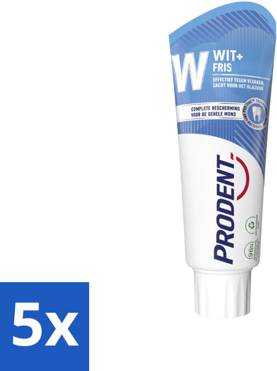 5 x Prodent – Tandpasta – Wit + Fris – Complete Bescherming – 75 ml - Koffie - Koffiezetapparaat - Koffiezetapparaat