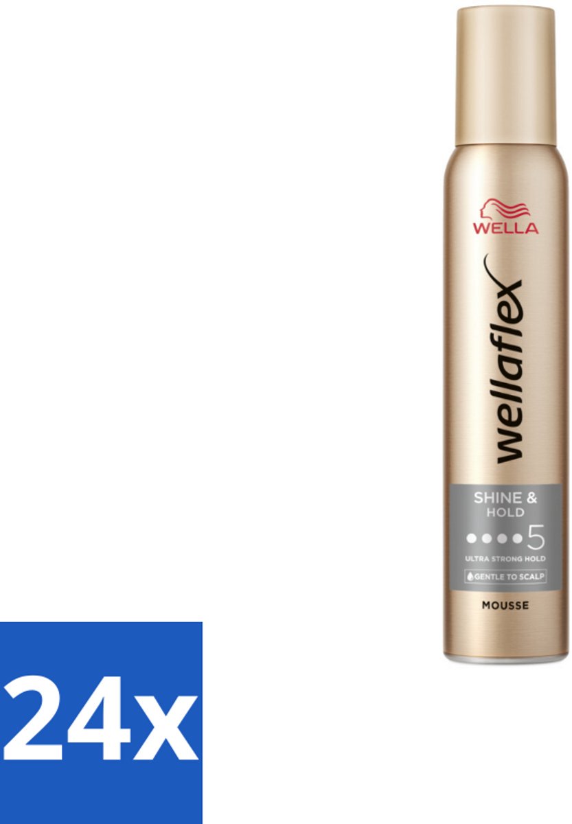 24 x Wella – Flex Shine & Hold – Haarmousse – 200 ml - Glans - Houdbaarheid - Haarverzorging - UV Bescherming - Vegan Haarproduct