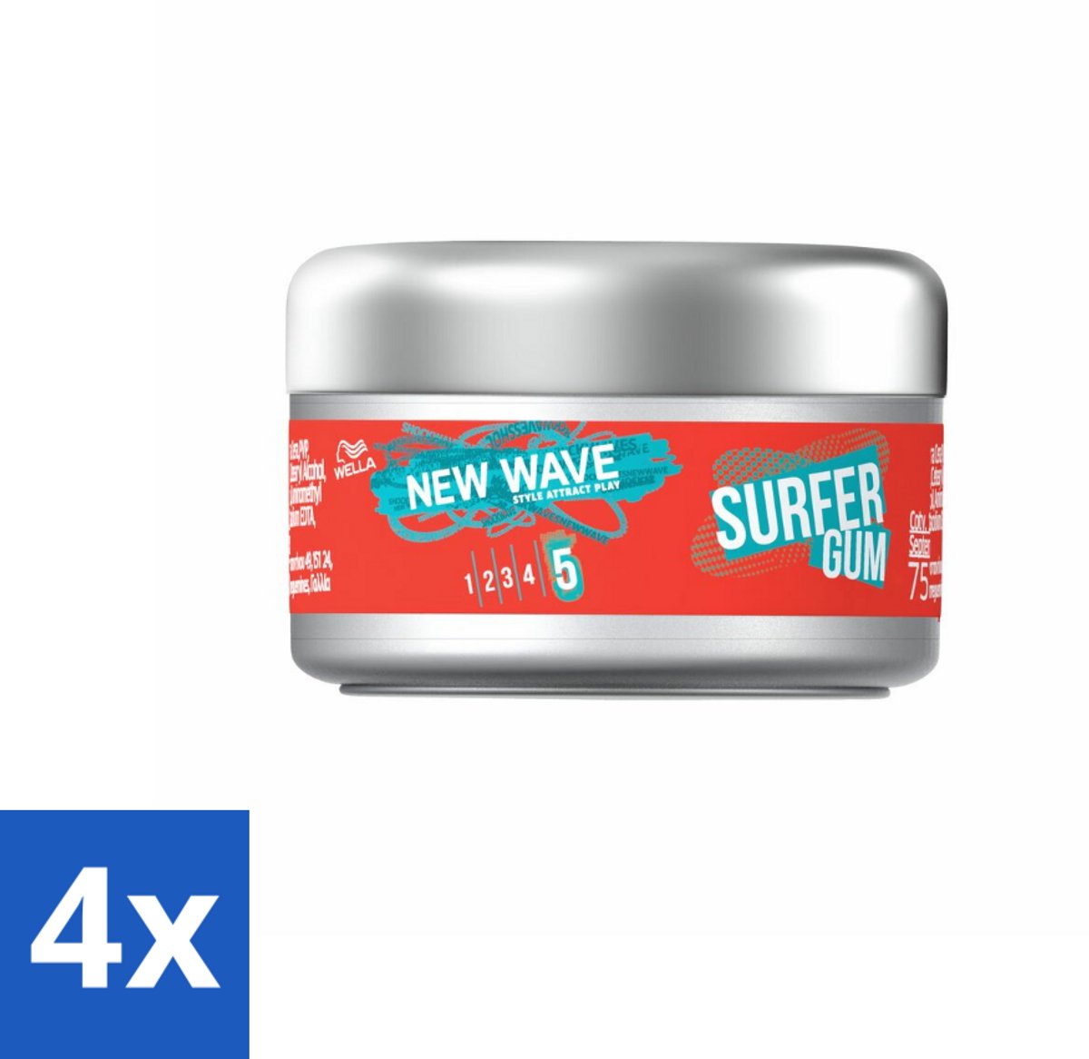 4 x Wella – New Wave Shockwaves Texture Gum - 75 ml - Haarstructuur - Haartextuur - Haardefinitie - Haarfixatie - Haarstijl