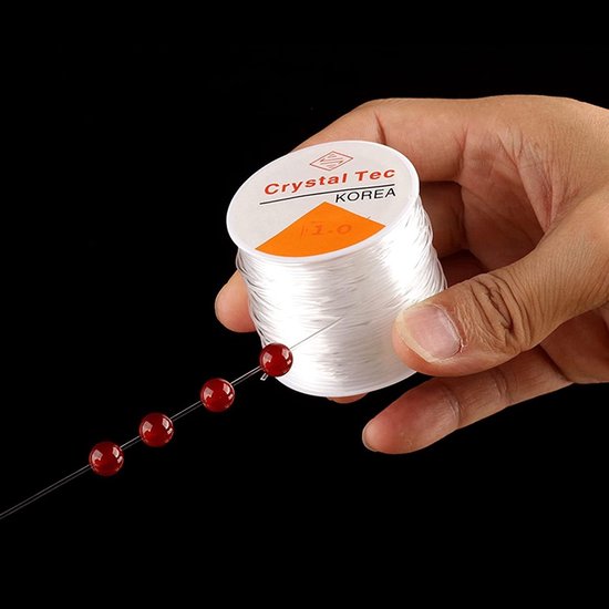 Elastisch Koord voor Armbanden - Transparant - 1,0 mm - Elastische Sieradendraad - Voor Sieraden en Knutselwerk — afbeelding 4
