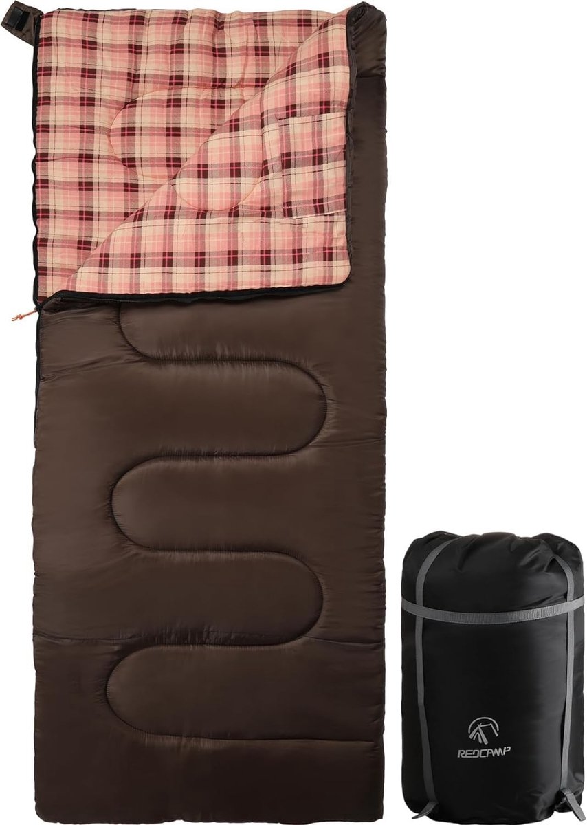 XL katoenen slaapzak voor volwassenen, warm en comfortabel, flanel, ideaal voor 3-4 seizoenen, lichtgewicht en duurzaam