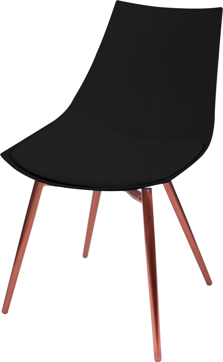 Padiro eetkamerstoelen set van 4 - zwart / koper - kunstleer - metalen onderstel - industrieel