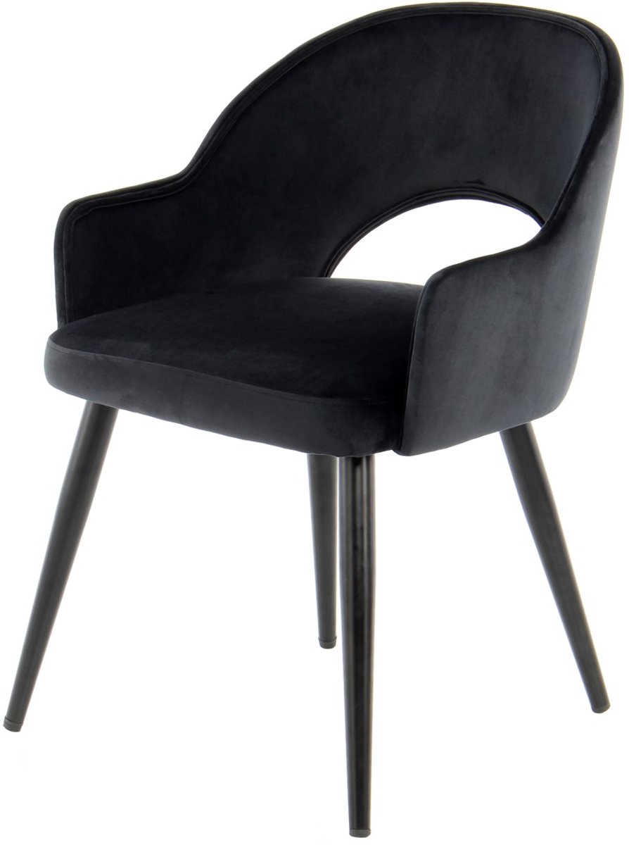 Padiro eetkamerstoelen set van 2 - zwart - polyester - stalen onderstel - japandi