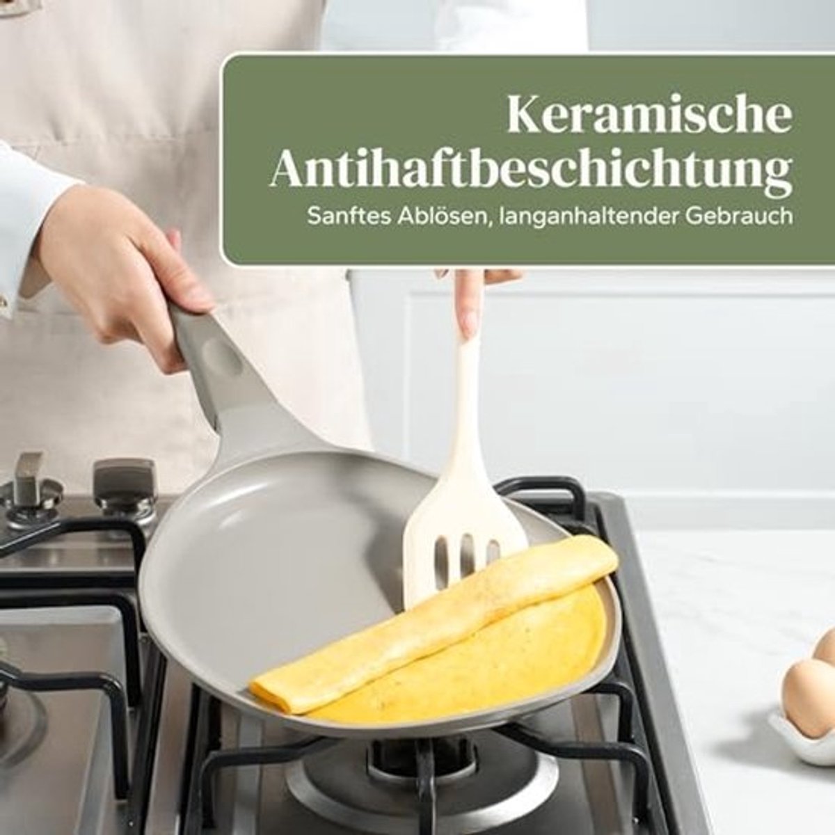 Keramische Pannenkoekenpan 26 cm - Anti-aanbaklaag - PFAS-vrij - Krasbestendig